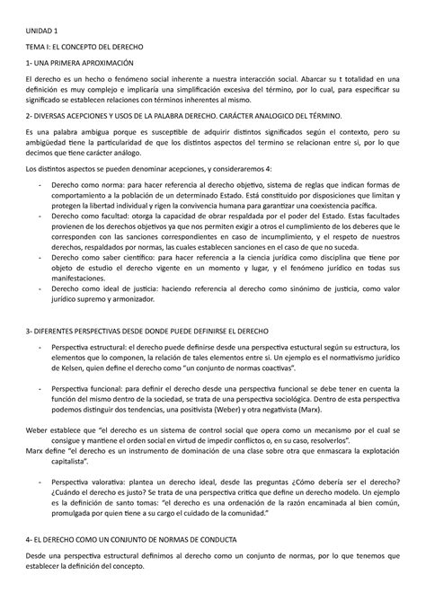 Resumen Teoría Suárez UNIDAD 1 TEMA I EL CONCEPTO DEL DERECHO 1 UNA