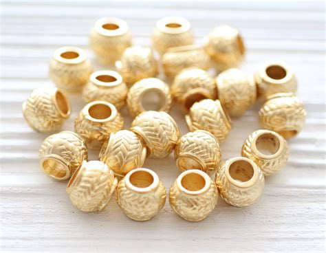 10pc Matte Gold Rondelle Beads Large Gold Metal Beads Heishi Beads