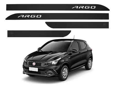 Jogo Friso Lateral Porta Fiat Argo Preto Vulcano 2021 2022