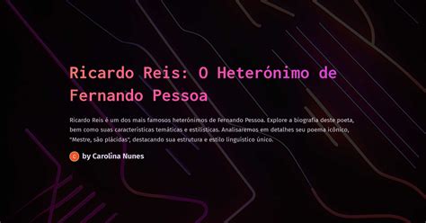 Ricardo Reis: O Heterónimo de Fernando Pessoa