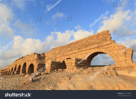 Caesarea Aqueduct Beach Sunset Stock Photo 147274832 | Shutterstock