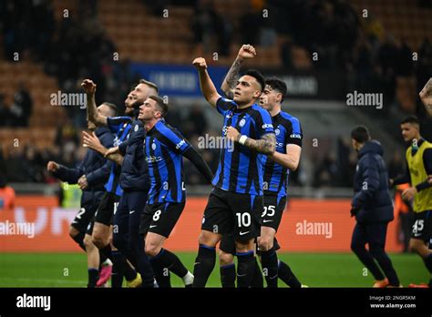 Milan, Italy. 18th Feb, 2023. Team Inter Fc celebrating after victory ...