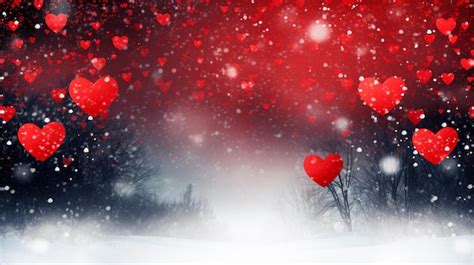 Premium Photo Valentines Day Background Red Hearts On Snow