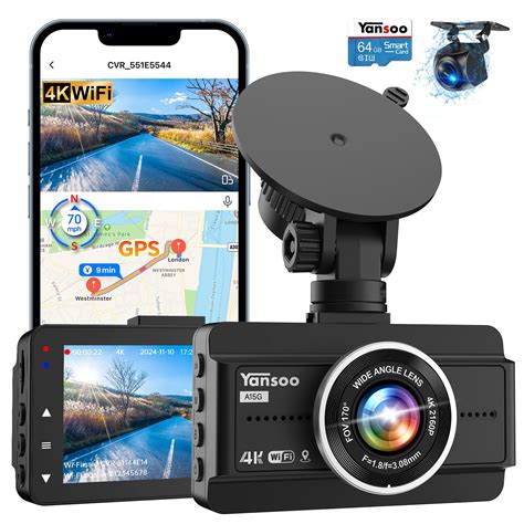 Dash Cam Front and Rear, 4K+1080P Dual Dash Camera for Cars with 64GB