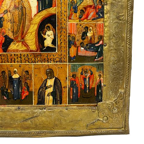 Icona Della Resurrezione Di Cristo E Sedici Feste Russia Xix Secolo