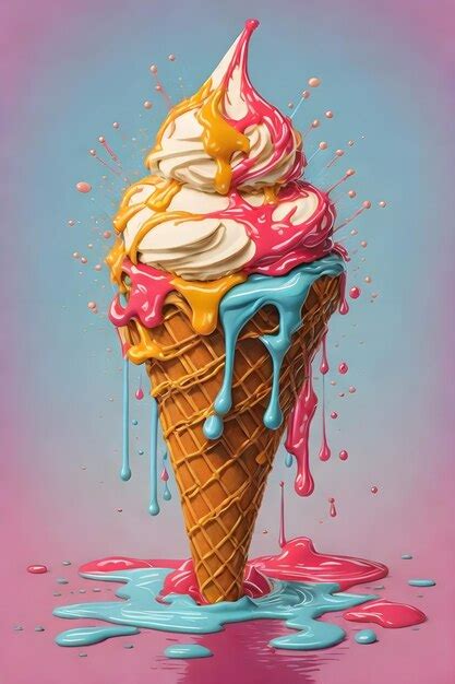 Premium AI Image A Painting Of An Ice Cream Cone With The Words Ice