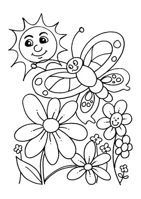 Printable Spring Coloring Pages Scenery Mountains