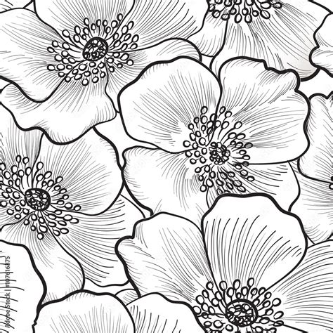 Floral seamless pattern. Flower silhouette background. Floral wallpaper ...