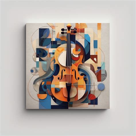 Pintura Abstracta De Arte De Pared Con Violín Movimiento En