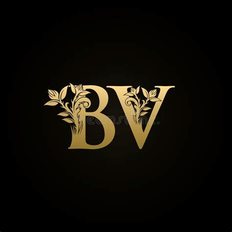 Logotipo Floral De Lujo De La Letra De La BV De Las Crestas Del Oro