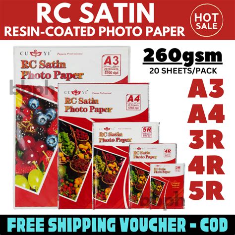 Cuyi RC Satin Photo Paper 260gsm A4 5r 4r 3r Size Resin Coated 20