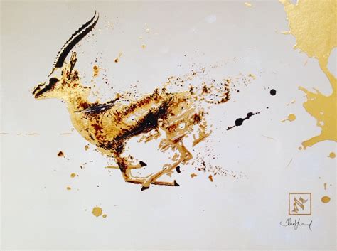 Ink And Gold Leaf Painting Of A Gazelle Gold Leaf Art Gold Leaf