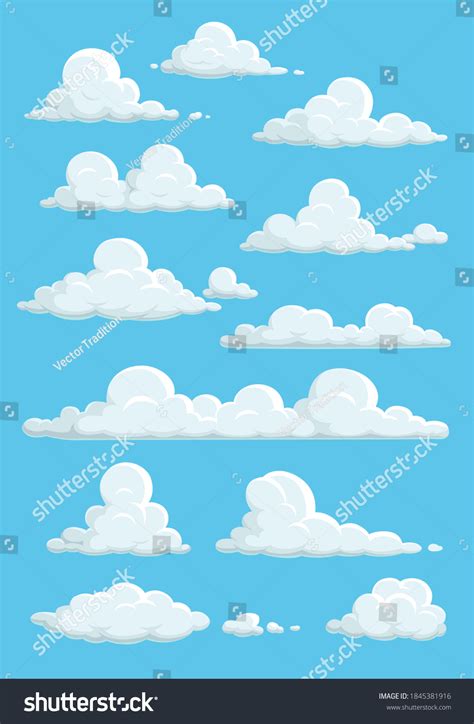 Cartoon Clouds Blue Sky Vector White Stock Vector (Royalty Free ...