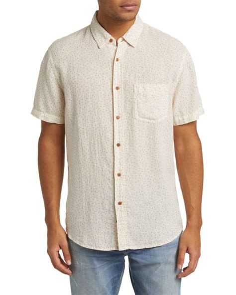 Rails Carson Relaxed Fit Seed Print Short Sleeve Linen Blend Button Up