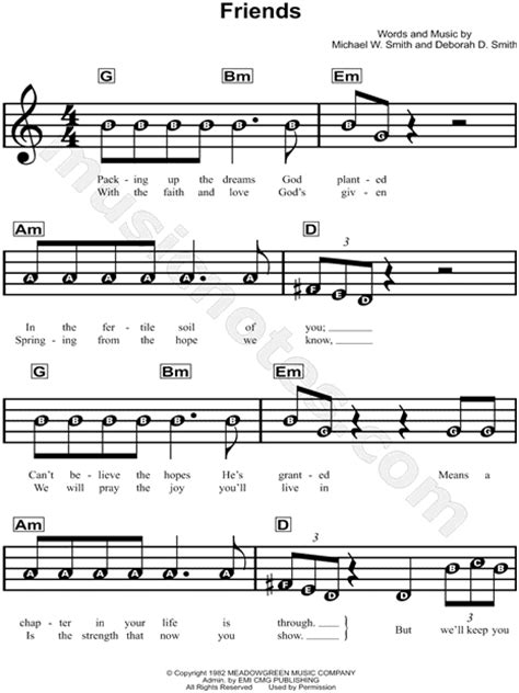 Michael W Smith Friends Sheet Music For Beginners In C Major Download And Print Sku Mn0131035