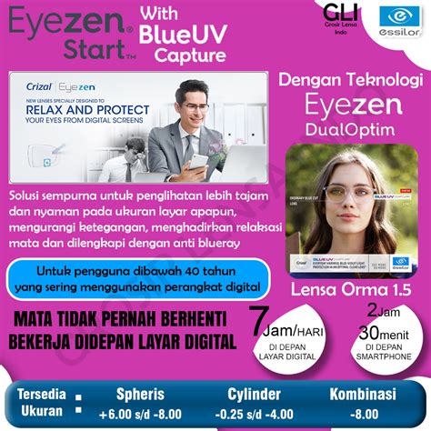 Jual Lensa Kacamata Sv Eyezen Start Blue Uv Capture Orma Anti