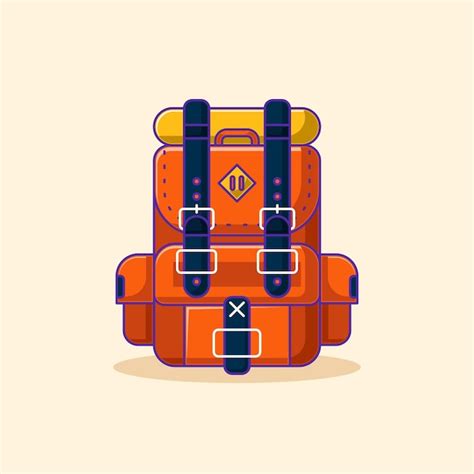 Premium Vector Orange Camping Backpack Cartoon Design