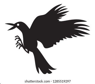 Flying Raven Silhouette Stock Vector (Royalty Free) 1285519297 ...