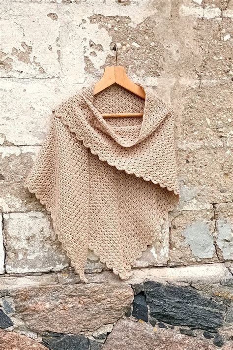 Crochet Shawl Crochet Scarf Triangle Crochet Scarf Triagle Shawlette Knit Scarves Beige Scarves ...