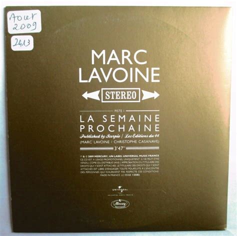 Marc Lavoine Cd Single Promo La Semaine Prochaine Ebay