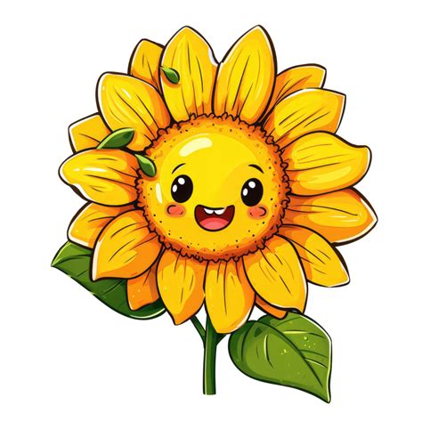 ai generiert Sonnenblume süß Karikatur Charakter Symbol Illustration