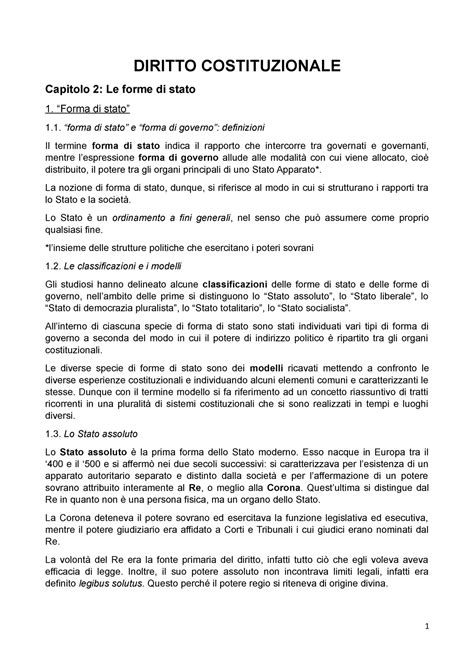 Diritto Costituzionale Riassunto DIRITTO COSTITUZIONALE Capitolo 2