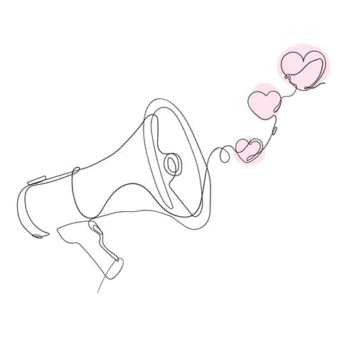 Megafone De Desenho De Linha Contínua E Vetor De Ilustração De Sinal De Amor 7343943 Vetor No