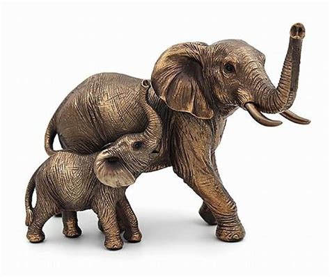 Mother Elephant And Calf Bronze Figurine Leonardo Bronze Gifts