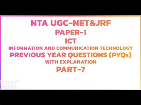 ICT PYQs 2023 Paper 1 NTA UGC NET JRF 2023 Entaz Most Important