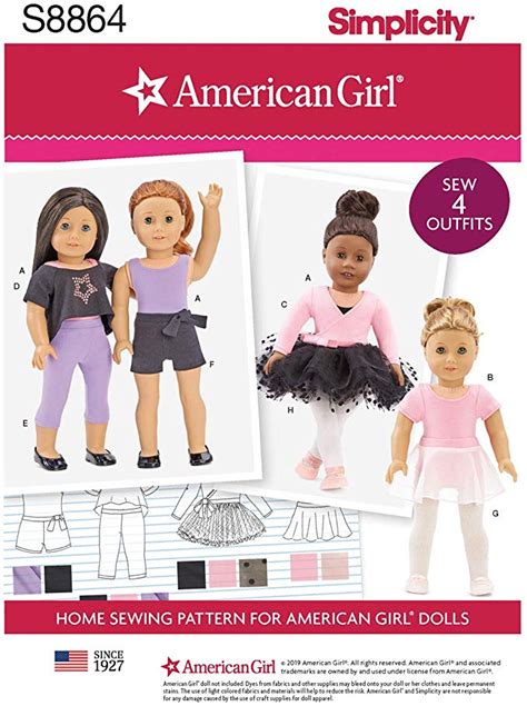 Simplicity Pattern S8864 American Girl 18 Doll Clothes American Girl