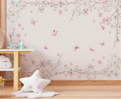 Papel de Parede Floral Borboletinha Quarto de Bebê Vr525 Elo7