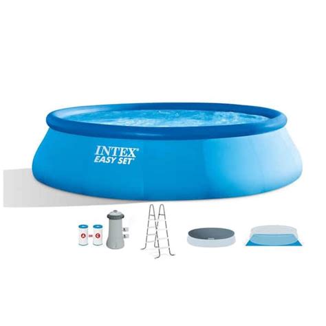 Intex Easy Set 15 Ft Round X 42 In Deep Inflatable Pool With 1 000