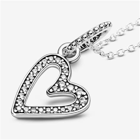 Sparkling Freehand Heart Pendant Necklace Sterling Silver Pandora Us