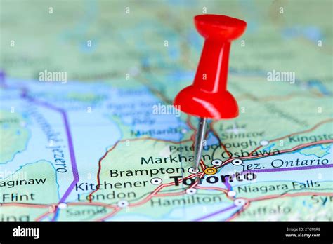 Brampton, Canada pin on map Stock Photo - Alamy