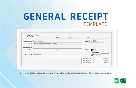 Salary Receipt Template in Pages, Excel, Apple Numbers, Google Sheets ...