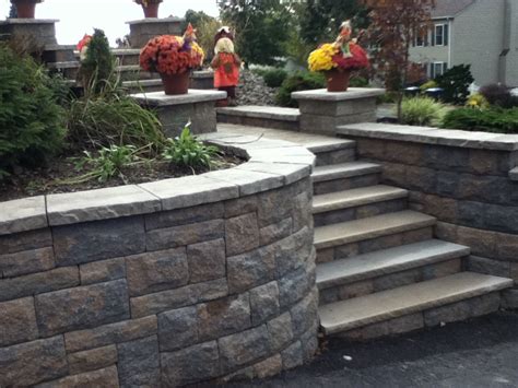 New Front Entry Using Techo Bloc Products Garden New York By Edc