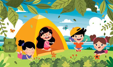 Cartoon Kids Camping At Nature 13481110 Vector Art at Vecteezy