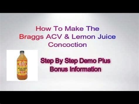 How To Make The Braggs ACV, Lemon Juice Concoction | Braggs apple cider ...