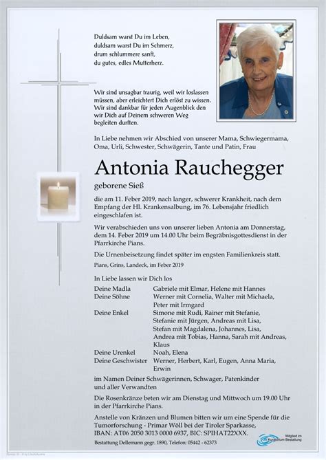 Antonia Rauchegger Kuratorium Bestattung