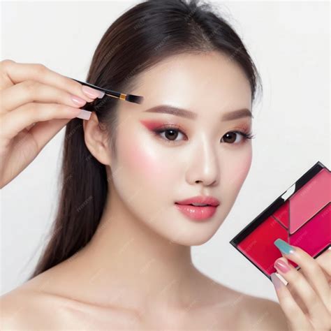 Premium Photo Beautiful Asian Woman Makeup Trial For Flawless Look