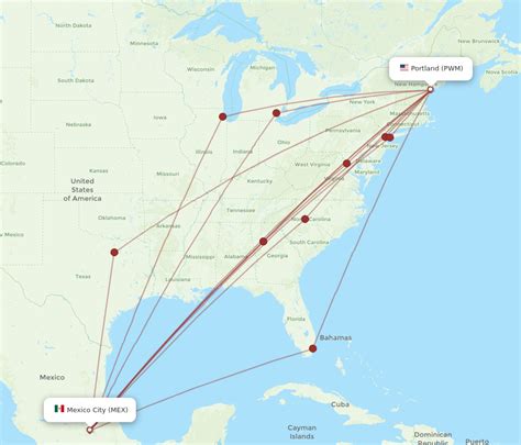 All Flight Routes From Portland To Mexico City Pwm To Mex Flight Routes