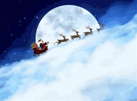 Santa Claus Sleigh And Reindeer Gif