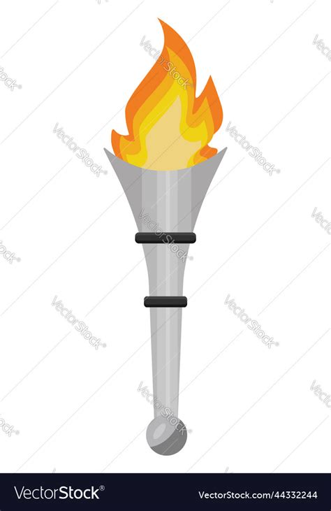 Silver Burning Torch On A White Background Vector Image