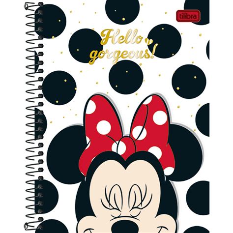 Caderno Espiral Capa Dura Colegial 8 Matérias Minnie 160 Folhas