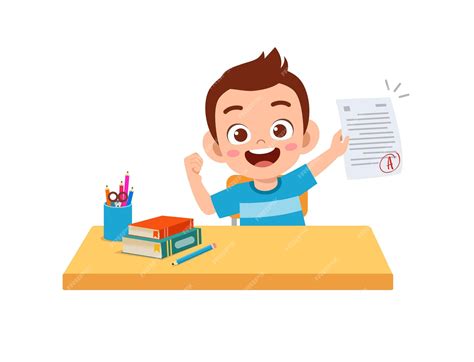 A Happy Cartoon Girl Student With Good Grades. Royalty Free SVG - Clip ...