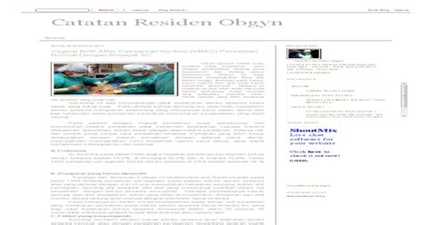 Catatan Residen Obgyn Vaginal Birth After Caesarean Section Vbac