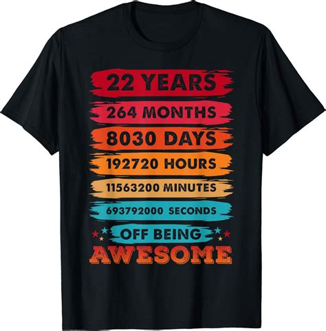 22 Years 264 Months Of Being Awesome Vintage 22th Birthday T Shirt