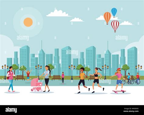 People In The Park Scenery Stock Vector Image And Art Alamy