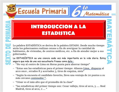 Inicio A La Estadística Para Sexto De Primaria Escuela Primaria