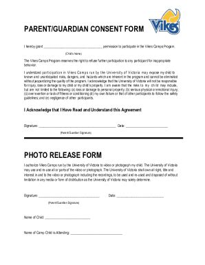 Fillable Online Parent Guardian Consent Form Photo Release Fax